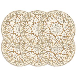 vidaXL Tovagliette 6 pz Bianche 38cm Rotonde in Juta