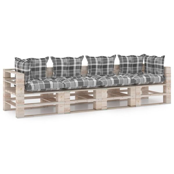 vidaXL Divano Giardino Pallet a 4 Posti Cuscini in Legno di Pino