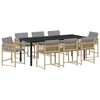 vidaXL Set da Pranzo per Giardino 9 pcs Beige polyrattan