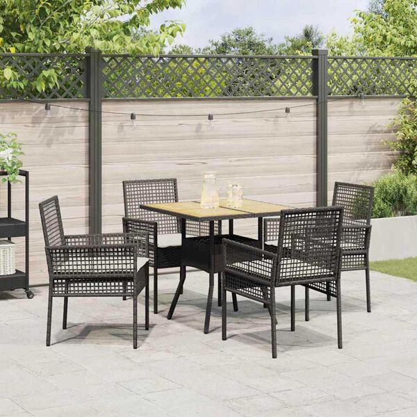vidaXL Set da Pranzo per Giardino 5 pcs Nero polyrattan