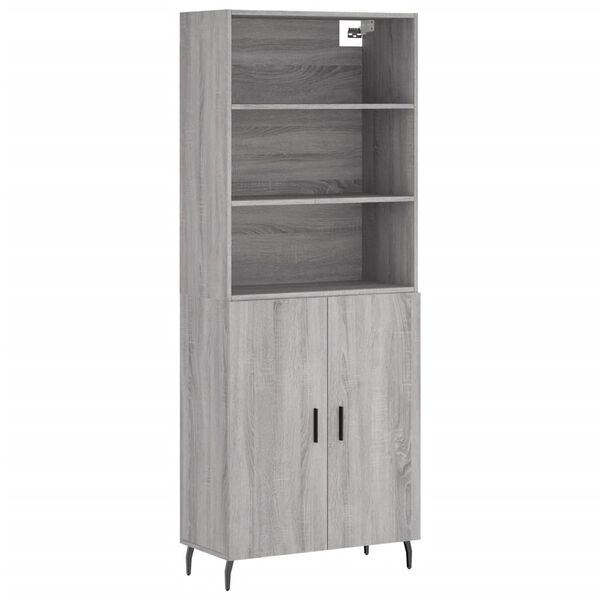 vidaXL Credenza Grigio Sonoma 69,5x34x180 cm in Legno Multistrato