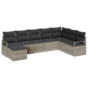 vidaXL Set di divani con cuscino 8 pcs Grigio chiaro polyrattan