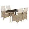 vidaXL Set da Pranzo da Giardino 5 pz con Cuscini Beige in Polyrattan