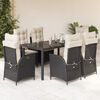 vidaXL Set da Pranzo da Giardino 7 pz Nero con Cuscini in Polyrattan