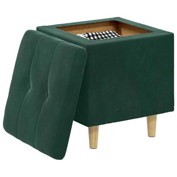 vidaXL Pouf contenitore Verde Scuro 40 x 40 x 45 cm Velluto