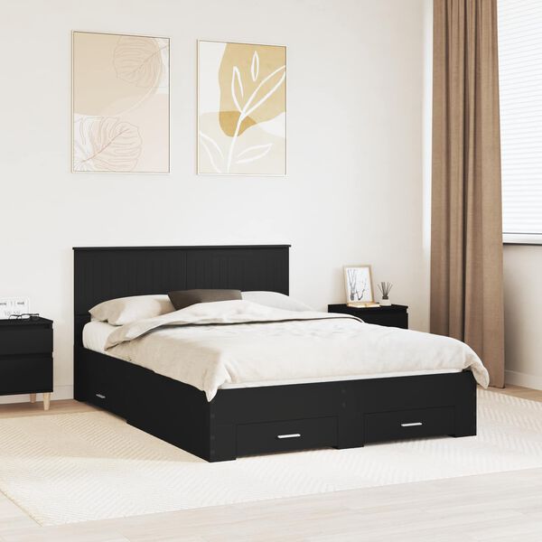 vidaXL Struttura del letto Nero 140 x 190 cm Legno multistrato