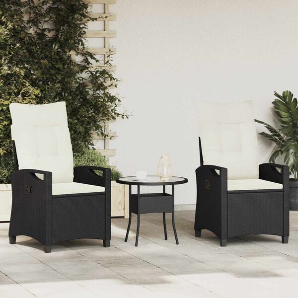 vidaXL Sedia da Giardino 2 pcs Nero e Crema 56 x 60 x 112 cm