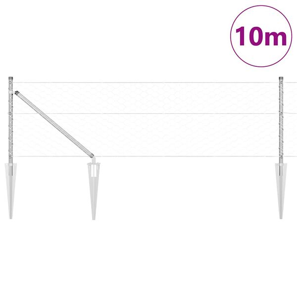 vidaXL Palo della recinzione Argento 10 x 0,6 m (maglia 50 mm) Acciaio