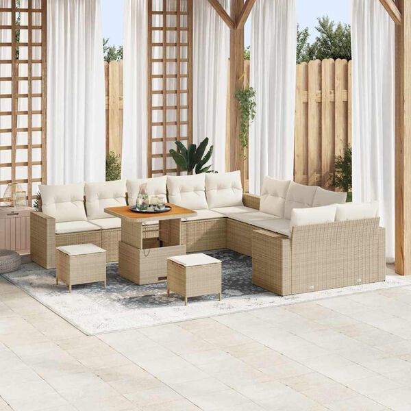 vidaXL Set Divano da Giardino 17 pcs Beige e Crema polyrattan