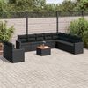 vidaXL Set Divani da Giardino 11 pz con Cuscini in Polyrattan Nero