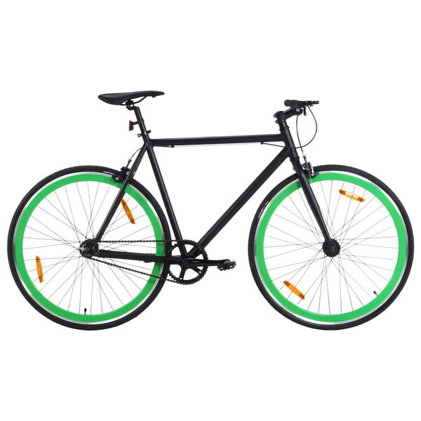 vidaXL Bicicletta a Scatto Fisso Nera e Verde 700c 59 cm