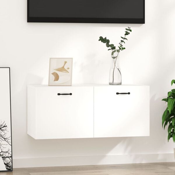 vidaXL Mobile a Parete Bianco 80x36,5x35 cm in Legno Multistrato