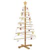 vidaXL Albero di Natale in legno con supporto Marrone 125 cm Bamb&ugrave;