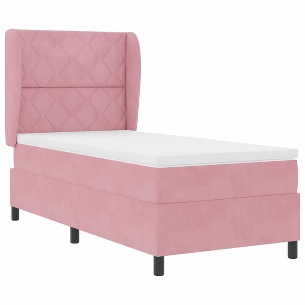 vidaXL Letto a molle con materasso Rosa 200 x 90 cm Poliestere
