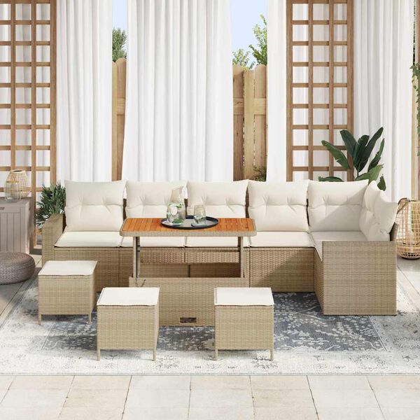 vidaXL Set Divano da Giardino 10 pcs Beige polyrattan