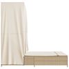 vidaXL Lettino Prendisole con Tetto e Tende Beige in Polyrattan