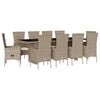 vidaXL Set da Pranzo da Giardino 11 pz con Cuscini Beige in Polyrattan