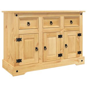 vidaXL Credenza "Corona" Marrone 112x44x78 cm Legno Massello Pino Messicano