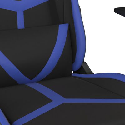 vidaXL Sedia da Gaming Massaggiante Nero e Blu in Similpelle