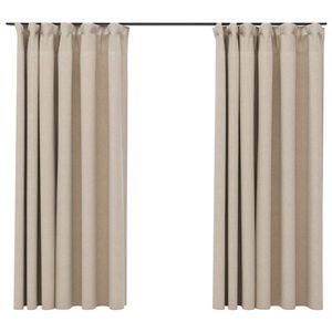 vidaXL Tende Oscuranti con Ganci Effetto Lino 2 pz Beige 140x175 cm