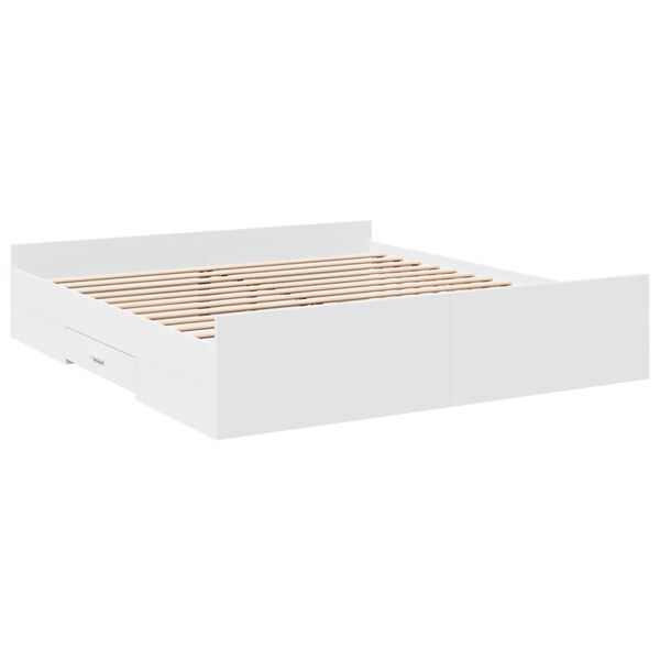 vidaXL Giroletto con Cassetti Bianco 200x200 cm in Legno Multistrato