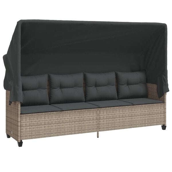 vidaXL Set Divano da Giardino 5pz con Cuscini Grigio Chiaro Polyrattan