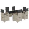 vidaXL Set da Pranzo da Giardino 7 pz Cuscini Polyrattan Grigio Chiaro