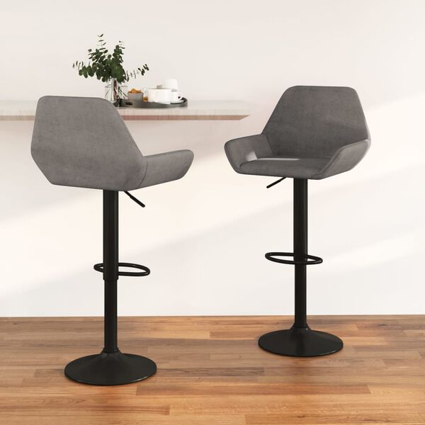 vidaXL Sgabelli da Bar 2 pz Grigio Chiaro in Velluto