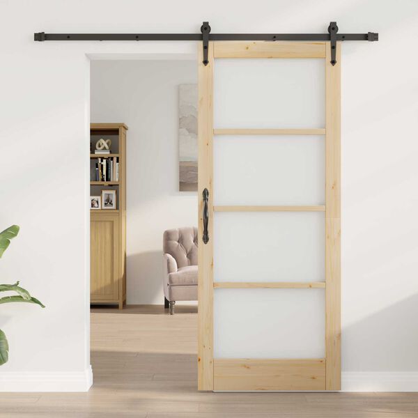 vidaXL Porta scorrevole Naturale e Nero 83 x 202 cm