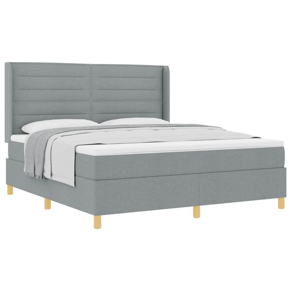vidaXL Letto a molle con materasso Grigio chiaro 180 x 200 cm Tessuto