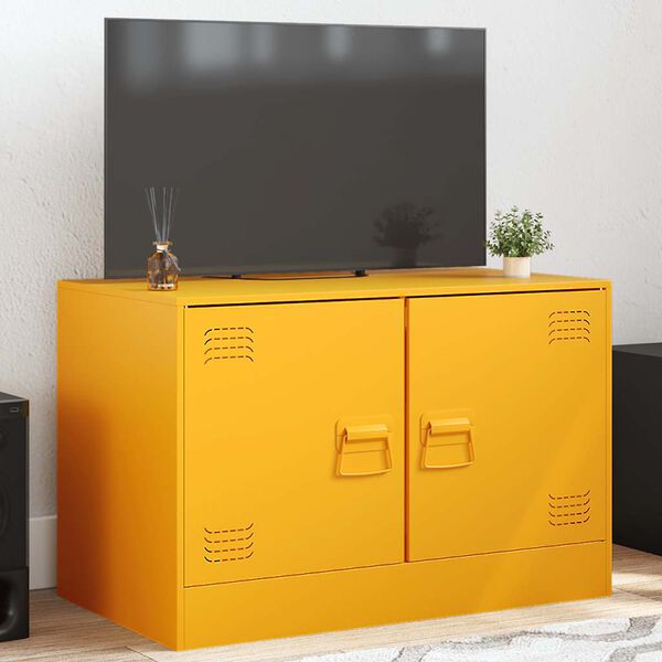vidaXL Mobili TV 2 pz Giallo Senape 67x39x44 cm in Acciaio