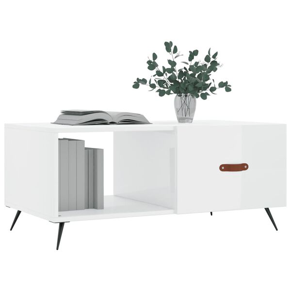 vidaXL Tavolino da Salotto Bianco Lucido 90x50x40 cm Legno Multistrato