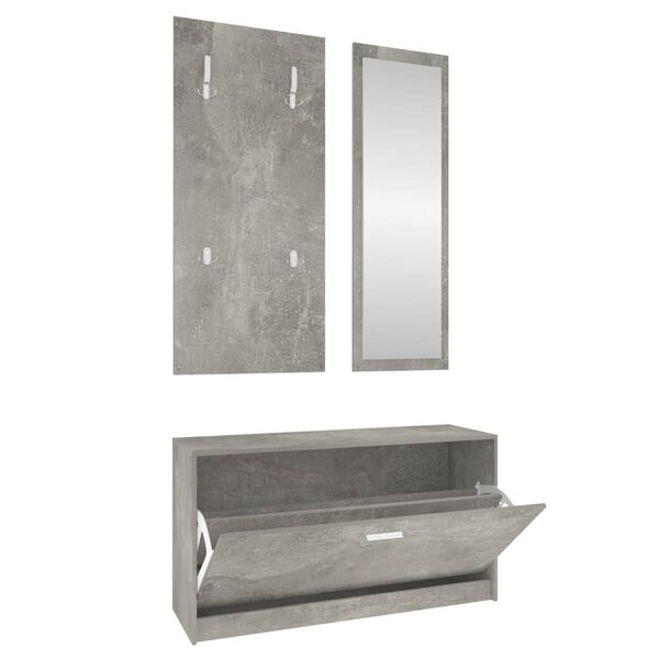 vidaXL Set Scarpiere 3 in 1 Grigio cemento in Legno Multistrato