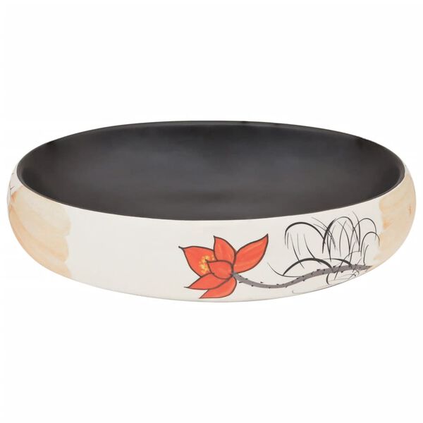 vidaXL Lavabo da Appoggio Multicolore Ovale 59x40x15 cm Ceramica