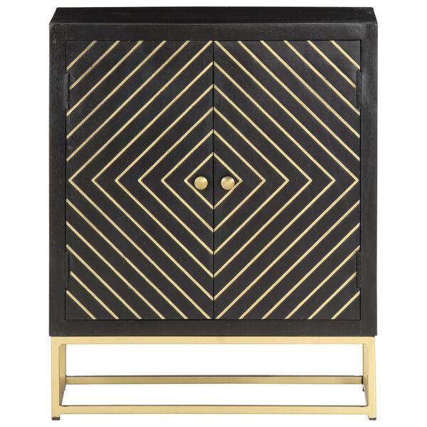 vidaXL Credenza Nero e Oro 60x30x75 cm in Legno Massello di Mango
