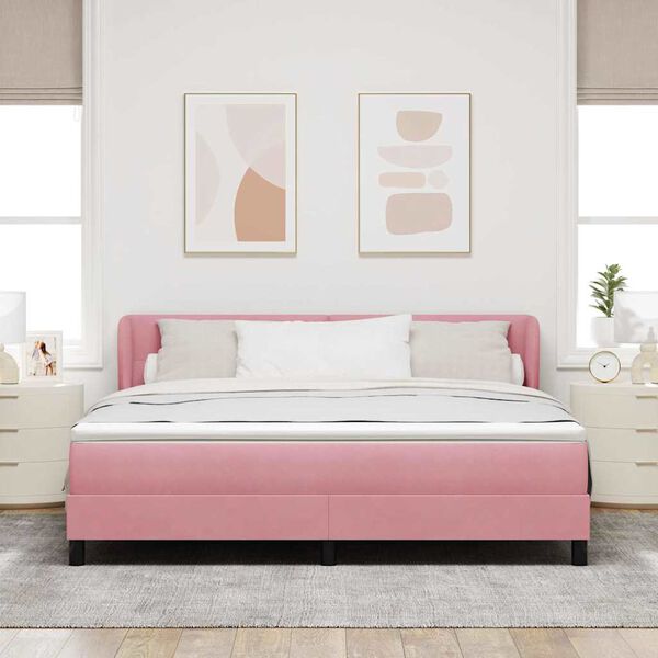vidaXL Letto a molle con materasso Rosa 180 x 200 cm Velluto