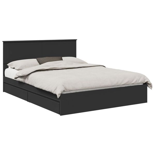 vidaXL Letto con Contenitore Nero 150 x 200 cm Legno multistrato