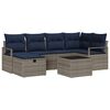 vidaXL Set di divani 7 pz Grigio e Blu Navy polyrattan