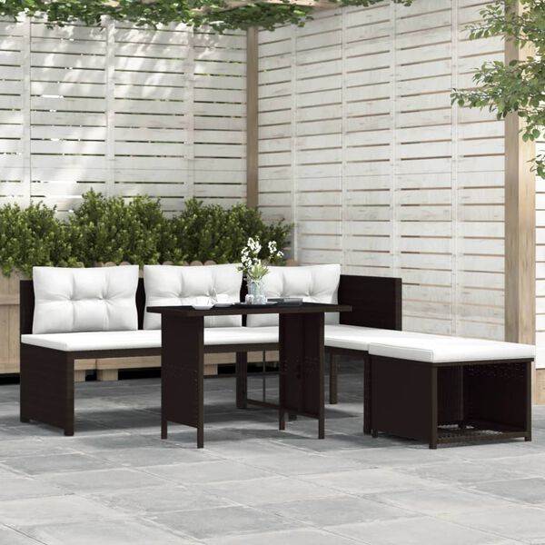 vidaXL Set Divani da Giardino 4 pz in Polyrattan Marrone
