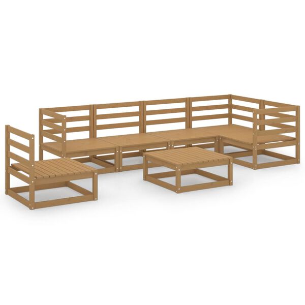 vidaXL Set Salotto da Giardino 7pz Marrone Ambra Legno Massello Pino