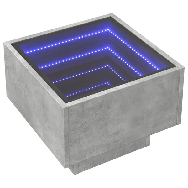 vidaXL Tavolino con LED Grigio Cemento 40x40x30cm in Legno Multistrato