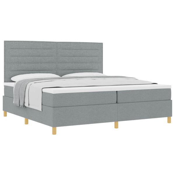 vidaXL Letto a molle con materasso Grigio chiaro 200 x 200 cm Tessuto