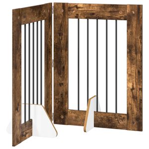 vidaXL Cancello per cani pieghevole con supporti 2 pz Rovere Fumo