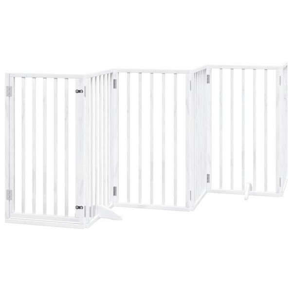 vidaXL Cancello Cani Porta Pieghevole Bianco 12 Pannelli 600 cm Pioppo