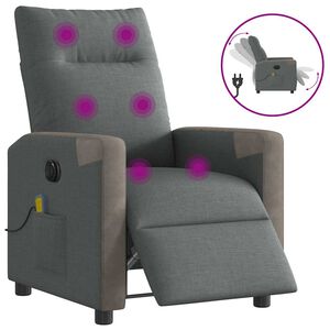 vidaXL Poltrona Reclinabile Massaggio Elettrica Grigio Scuro Tessuto