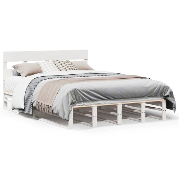 vidaXL Letto senza Materasso Bianco 135x190 cm Legno Massello di Pino