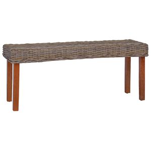 vidaXL Panca 110 cm in Rattan Naturale Kubu e Massello di Mogano