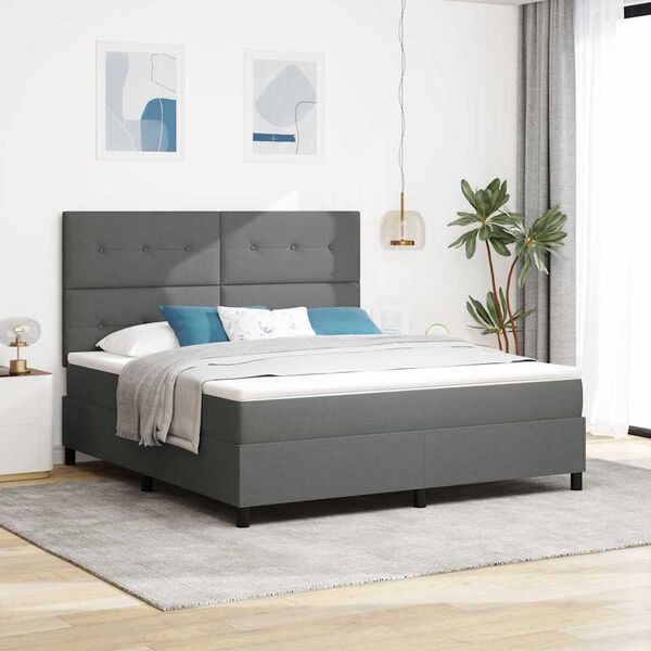 vidaXL Letto a molle con materasso Grigio scuro 180 x 200 cm Tessuto