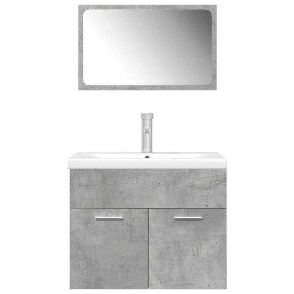 vidaXL Set Mobili da Bagno 3 pz Grigio Cemento in Legno Multistrato