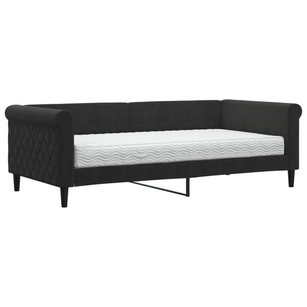 vidaXL Divano Letto con Materasso Nero 90x190 cm in Velluto